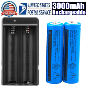 Li-ion Battery&Charger 3000mAh 3.7V Rechargeable Batteries  US Plug For Torch Flashlight (Option: 1SET)