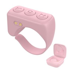 Wireless Bluetooth Ring Remote Control Phone Selfie Video Controller Fingertip Page Turner Browse Selfie Shutter For Android ios (Ships From: China, Color: Pink A)