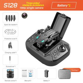 S128 Mini Drone 4K HD Camera Three-sided Obstacle Avoidance Air Pressure Fixed Height Professional Foldable Quadcopter Toys (Ships From: China, Color: Black 1080P Bag 1B)