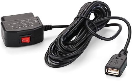 Universal OBD Power Cable for Dash Camera,24 Hours Surveillance/Acc Mode with Switch Button (Interface: USB)